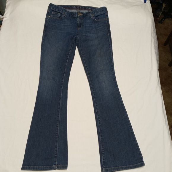 Nautica bootcut jeans ropes boating pants women's 6x28 embroidered 5 pockets - Picture 3 of 16